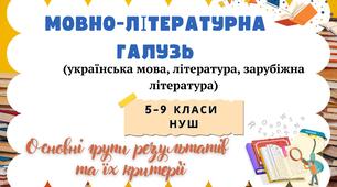 Групи результатів. Мовно - літературна галузь: критерії оцінювання. 5–9 класи НУШ