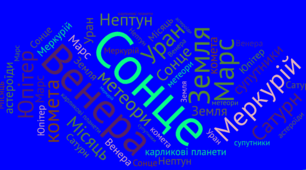 Хмари слів до теми "Сонячна система" для 4 класу