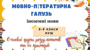 Групи результатів. Мовно - літературна галузь. Іноземні мови: критерії оцінювання. 5–9 класи НУШ