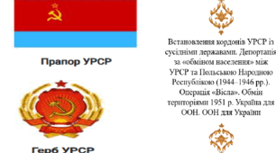 Встановлення кордонів УРСР із сусідніми державами. Депортація за «обміном населення» між УРСР та Польською Народною Республікою (1944–1946 рр.). Операція «Вісла». Обмін територіями 1951 р. Україна для ООН
