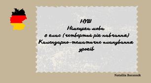 Календарно-тематичне планування з німецької мови (з поточними та підсумковими ГР) для 8-го класу НУШ (4-й рік навчання)
