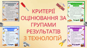 Критерії оцінювання за групами результатів з технологій