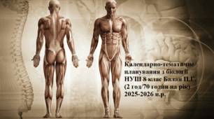 Календарно-тематичне планування з біології НУШ 8 клас Балан П.Г. (2 год/70 годин на рік) 2025-2026 н.р.
