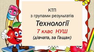 Календарно-тематичне планування з технологій  з групами результатів для 7 класу НУШ  (дівчата, Гащак)