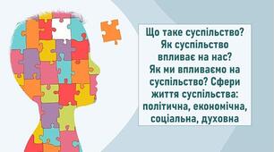 Що таке суспільство? Як суспільство впливає на нас? Як ми впливаємо на суспільство? Сфери життя суспільства: політична, економічна, соціальна, духовна