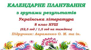 Календарне планування з ГР. Українська література. 8 клас НУШ. Авраменко О. М. (52,5 год / 1,5 год на тиждень). Модель оцінювання 1