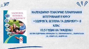 календарне планування для інтегрованого курсу "Здоров'я, безпека та добробут" 0,5 годин на тиждень, автор підручника Т.Воронцова.