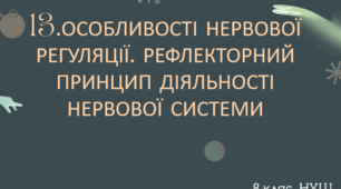 Презентація  до уроку  «§13. Особливості нервової регуляції. Рефлекторний принцип діяльності нервової системи»  8клас НУШ
