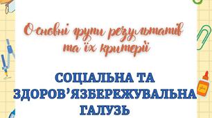 Критерії оцінювання. Групи результатів. Соціальна та здоров’язбережувальна галузь.  5–9 класи НУШ
