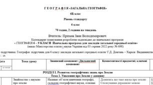 КТП_Гео_6кл_25-26_1 год_І семестр