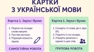 Українська мова. 3 клас. Картки для самостійної та групової роботи (I семестр).