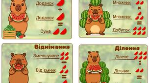 Компоненти дій: Додавання, віднімання, множення і ділення з капібарами