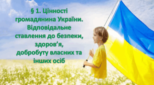 Вступ. Розділ 1. Безпека. Я — патріот. Цінності громадянина України. Відповідальне ставлення до безпеки, здоров’я, добробуту власних та інших осіб.