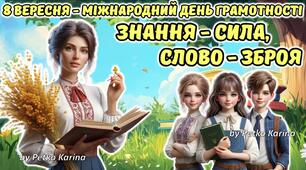 8 вересня - Міжнародний день грамотності. Анімована інформаційно-ігрова презентація "Знання - сила, слово - зброя"