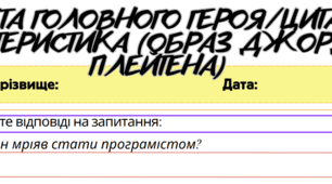 Робочий аркуш.Працює з текстом (ГР2) Анкета головного героя/цитатна характеристика (Образ Джорджа Плейтена)