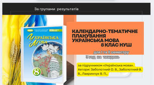 КАЛЕНДАРНО-ТЕМАТИЧНЕ ПЛАНУВАННЯ уроків з української мови у 8 класі для І та ІІсеместру (за підручником «Українська мова». Автори: Заболотний О. В., Заболотний В. В., Лавринчук В. П., Плівачук К. В.,