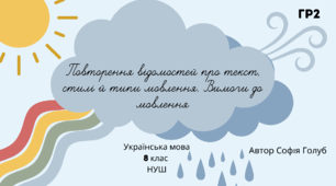 Повторення відомостей про текст, стилі й типи мовлення. Вимоги до мовлення 8 НУШ презентація