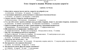 Контрольна робота «Здоров’я людини. Фізична складова здоров’я»