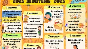Календар визначних дат, міжнародних днів на жовтень 2025 року