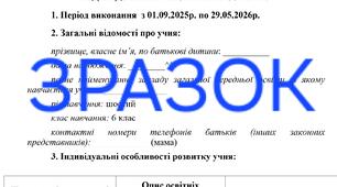 Індивідуальна програма розвитку ІПР 6 клас, 3 рівень підтримки