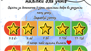 Критерії оцінювання+Мотиваційні наліпки "Зірочки" для оцінювання учнів.