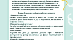поради для батьків щодо соціально прийнятого виховання хлопчиків та дівчаток.