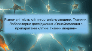 Презентація "Різноманітність клітин організму людини. Тканини. Лабораторне дослідження «Ознайомлення з препаратами клітин і тканин людини»