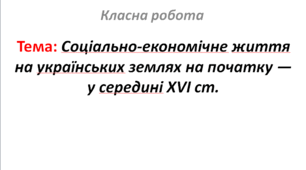 Соціально-економічне життя на українських землях на початку — у середині XVI ст.
