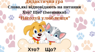 Дидактична гра " Нагодуй улюбленця"  (Іменники: Хто?Що?)