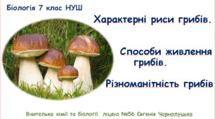 Характерні риси грибів. Способи живлення грибів. Різноманітність грибів.