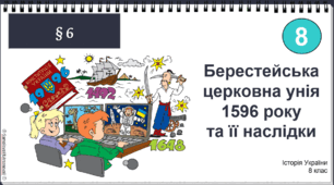 Презентація НУШ історія України 8 клас 2025 Берестейська церковна унія 1596 року та її наслідки