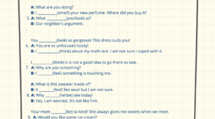 Stative Verbs Worksheet – Present Simple vs Present Continuous