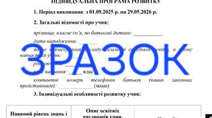 Індивідуальна програма розвитку ІПР 8 клас, 3 рівень підтримки