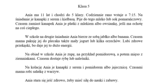 Підсумкова робота (Сприймання усної інформації на слух/Аудіювання) ГР1. 5 клас "Jedzenie"