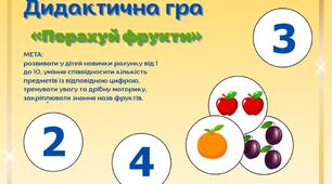 Дидактична гра «Порахуй фрукти»