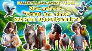 4 жовтня - Всесвітній день захисту тварин. Урок доброти. Анімована інформаційно-ігрова презентація "Серце для лапок - хвостата відповідальність"