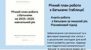 РІЧНИЙ ПЛАН РОБОТИ з БАТЬКАМИ на 2025–2026 навчальний рік.