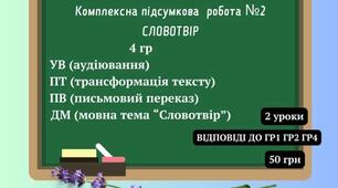 Комплексна підсумкова робота з теми "Словотвір. Орфографія"