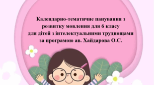 Календарно-тематичне панування з розвитку мовлення для 6 класу  для дітей з інтелектуальними труднощами за програмою ав. Хайдарова О.С.