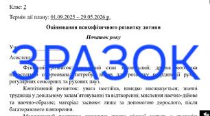 Індивідуальний навчальний план ІНП, 2 клас 4 рівень підтримки (аутистичний синдром)