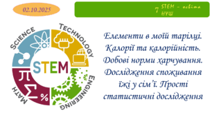 Елементи в моїй тарілці. Калорії та калорійність. Добові норми харчування. Дослідження споживання їжі у сім'ї. Прості статистичні дослідження