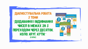 Діагностувальна робота з математики "Додавання і віднімання чисел в межах 20 з переходом через десяток. Коло, круг. Кути" (2 клас)